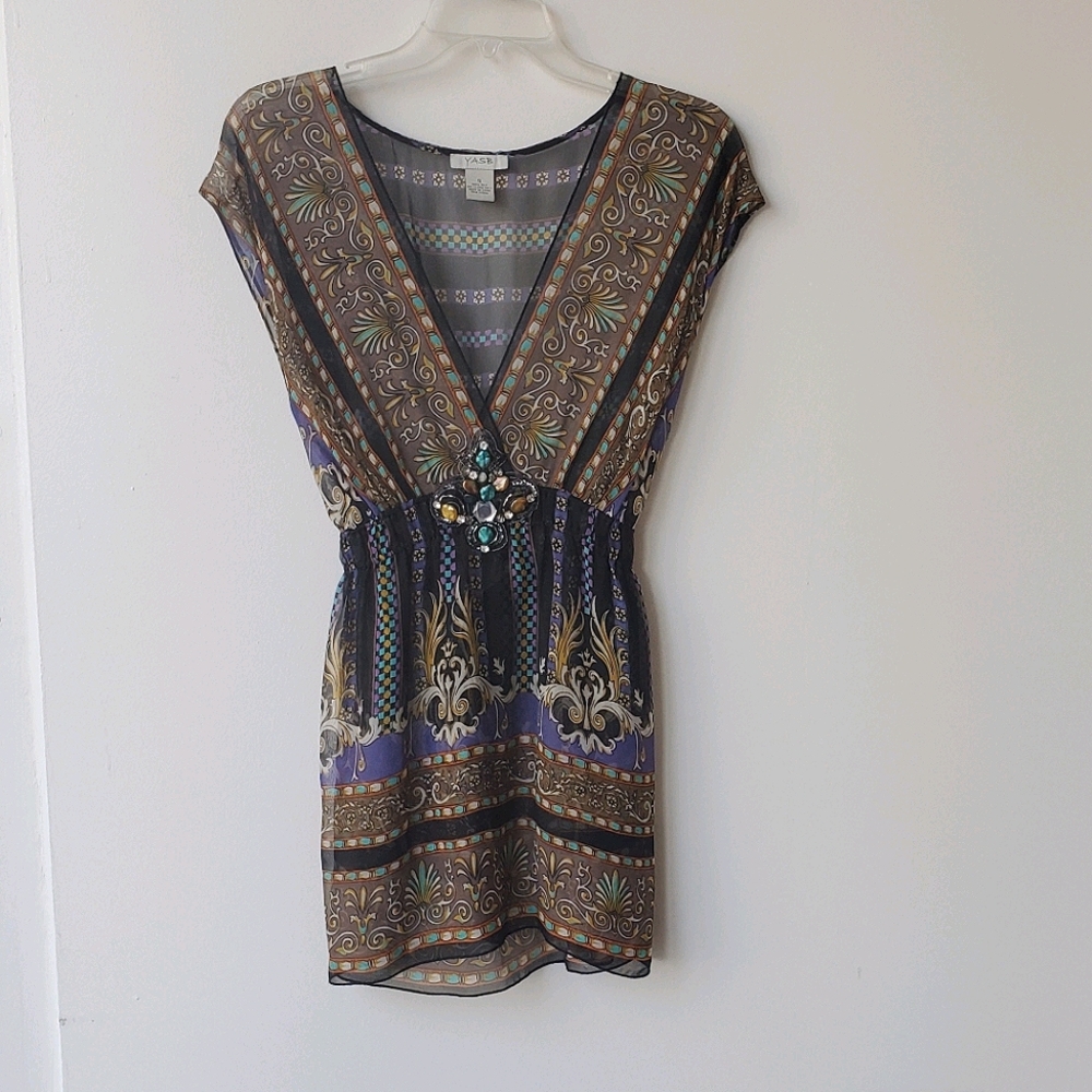 Yasb Sheer Silk Tie Back Top